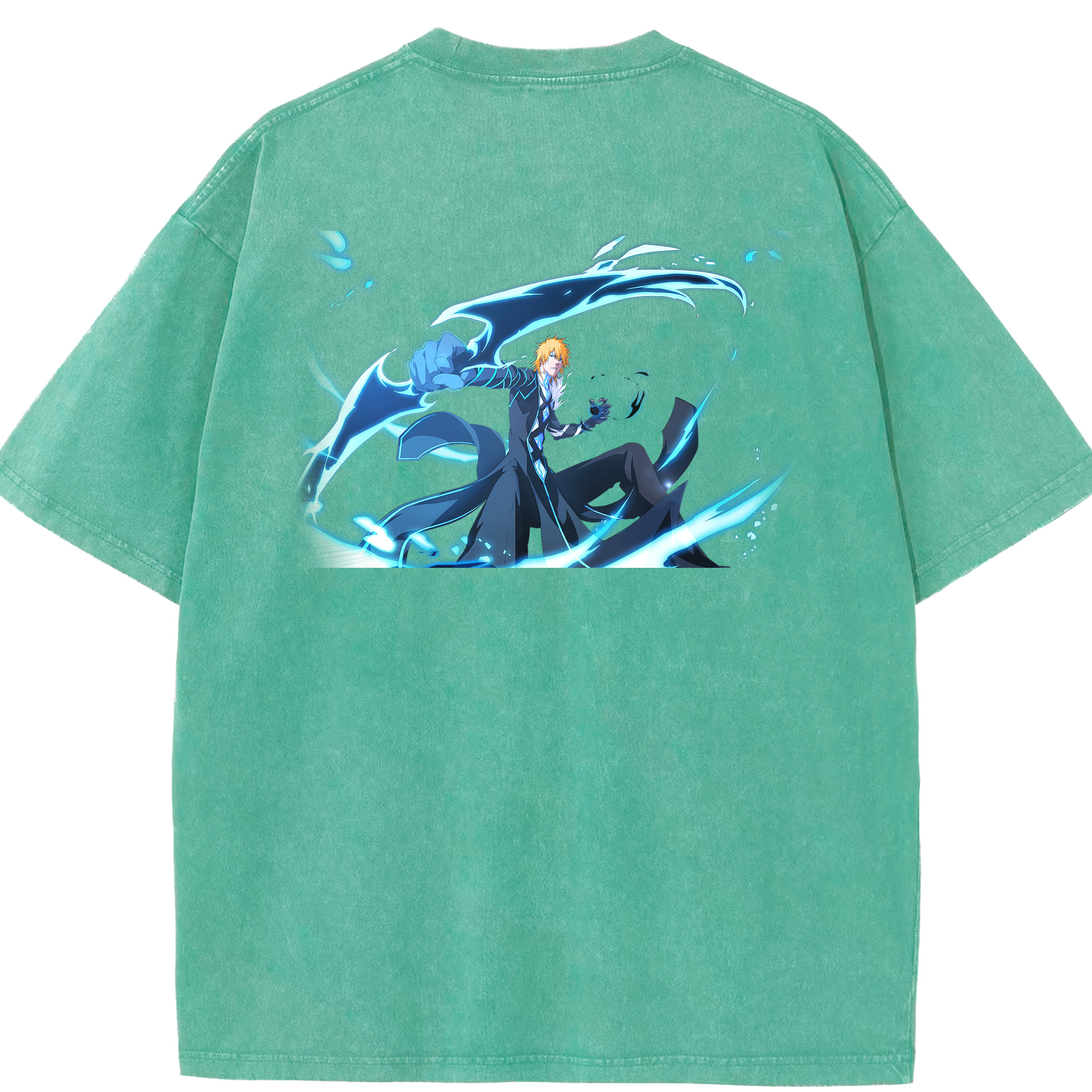 （画像用） ブリーチ 黒崎一護（くろさき いちご）BLEACH Kurosaki Ichigo 綿100% ヴィンテージ風 半袖Tシャツ（背面プリント）